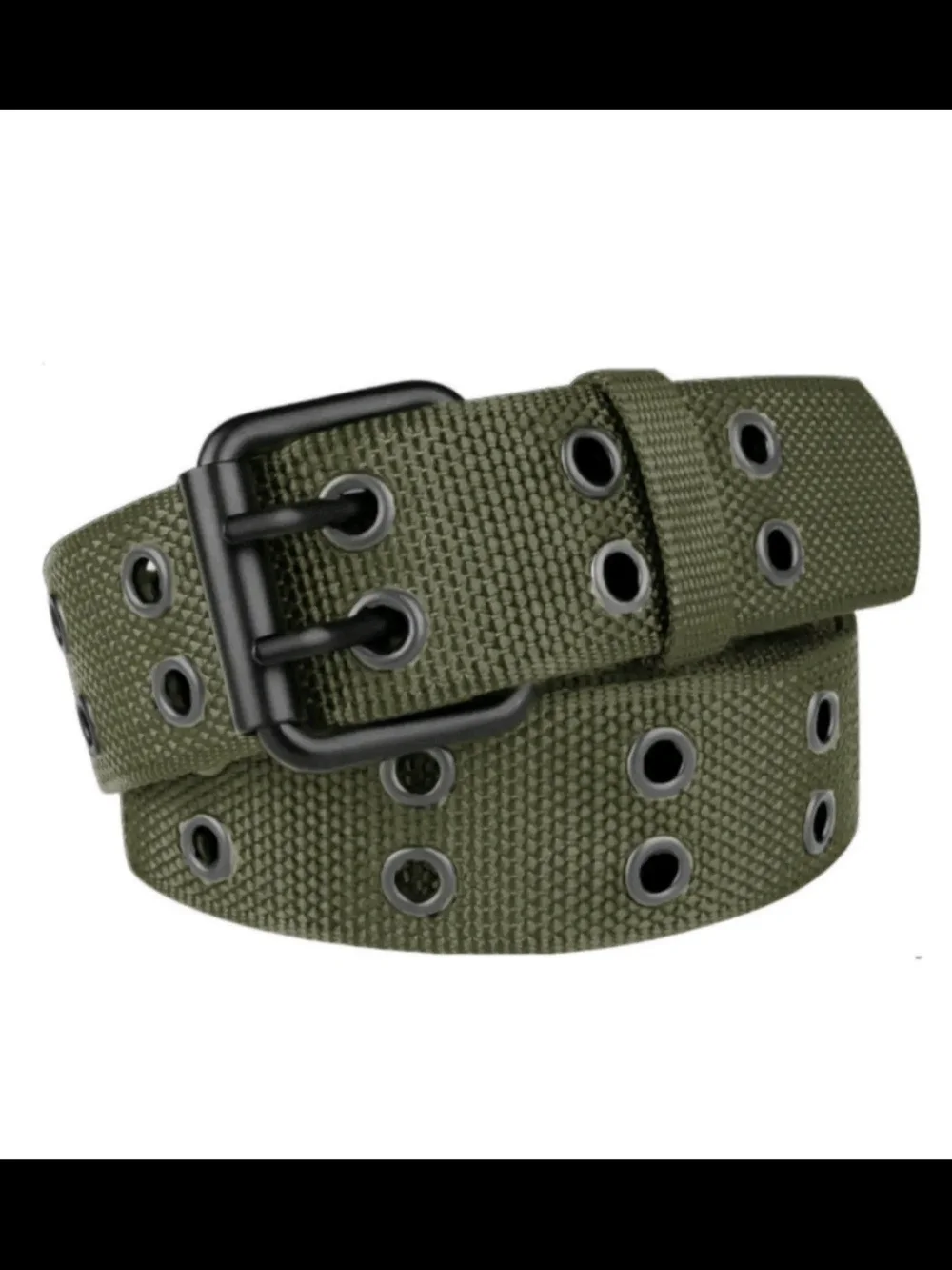 Classic Army Green Nylon Double Grommet Web Belt, 120 CM, One Size Fits All